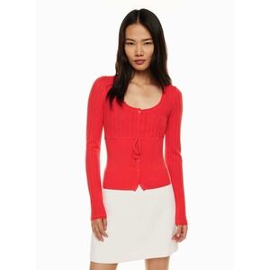Aritzia Wilfred Cherry Red Precious Cardigan Sweater, Size Large